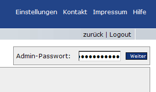 Adminpasswort-Eingabe